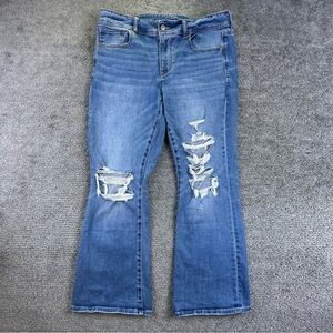 American Eagle Women's Kick Boot Jeans Size 10 XS 33” x 28" Super Stretch Flared
